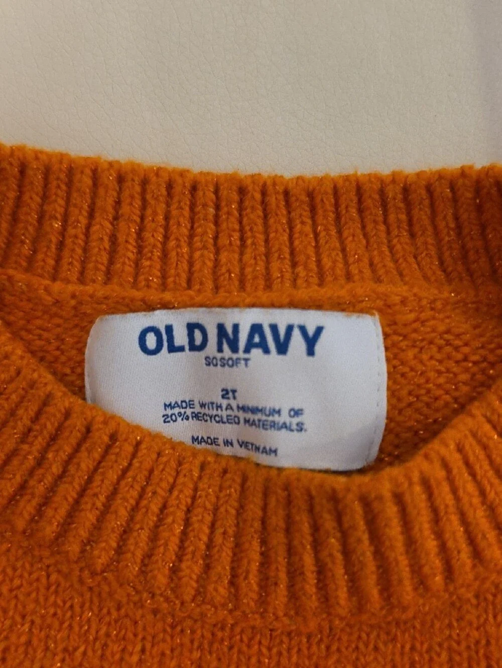 Old Navy Orange Knit Pumpkin Face Sweater, Size 2T